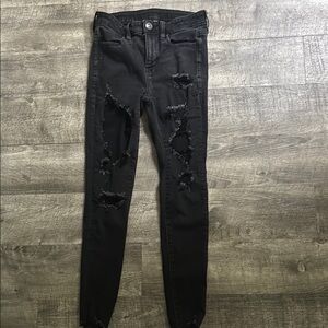 American Eagle Outfitters Black Skinny Jeans Distressed
